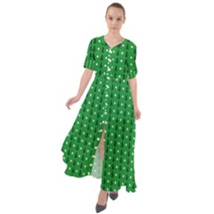 Green Christmas Tree Pattern Background Waist Tie Boho Maxi Dress by Amaryn4rt