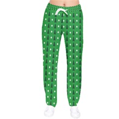 Green Christmas Tree Pattern Background Women Velvet Drawstring Pants by Amaryn4rt