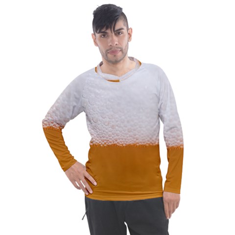 Beer Foam Bubbles Alcohol  Glass Men s Pique Long Sleeve Tee by Amaryn4rt