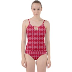 Red Diamonds Cut Out Top Tankini Set by ArtsyWishy