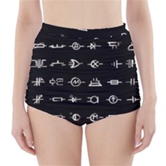 Electrical Symbols Callgraphy Short Run Inverted High-waisted Bikini Bottoms by WetdryvacsLair