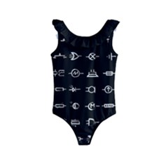 Electrical Symbols Callgraphy Short Run Inverted Kids  Frill Swimsuit by WetdryvacsLair