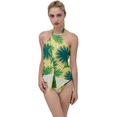 Yellow Tropical Pattern Go With The Flow One Piece Swimsuit by designsbymallika