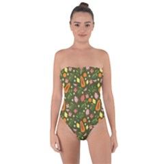 Tropical Fruits Love Tie Back One Piece Swimsuit by designsbymallika