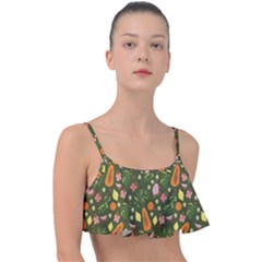 Tropical Fruits Love Frill Bikini Top by designsbymallika