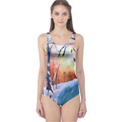Paysage D hiver One Piece Swimsuit by sfbijiart