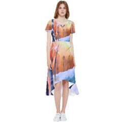Paysage D hiver High Low Boho Dress by sfbijiart