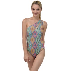 Mandala Baatik Print To One Side Swimsuit by designsbymallika