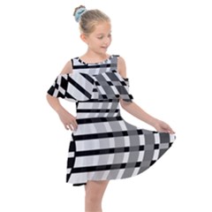 Nine Bar Monochrome Fade Squared Bend Kids  Shoulder Cutout Chiffon Dress by WetdryvacsLair
