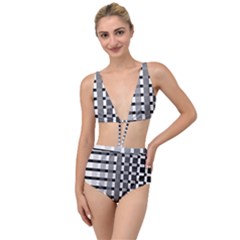 Nine Bar Monochrome Fade Squared Pulled Inverted Tied Up Two Piece Swimsuit by WetdryvacsLair