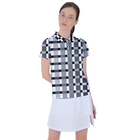 Nine Bar Monochrome Fade Squared Pulled Inverted Women s Polo Tee by WetdryvacsLair
