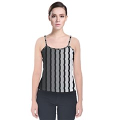 Nine Bar Monochrome Fade Squared Pulled Velvet Spaghetti Strap Top by WetdryvacsLair