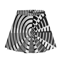 Nine Bar Monochrome Fade Squared Wheel Mini Flare Skirt by WetdryvacsLair