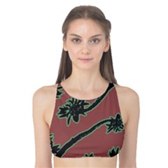 Tropical Style Floral Motif Print Pattern Tank Bikini Top by dflcprintsclothing