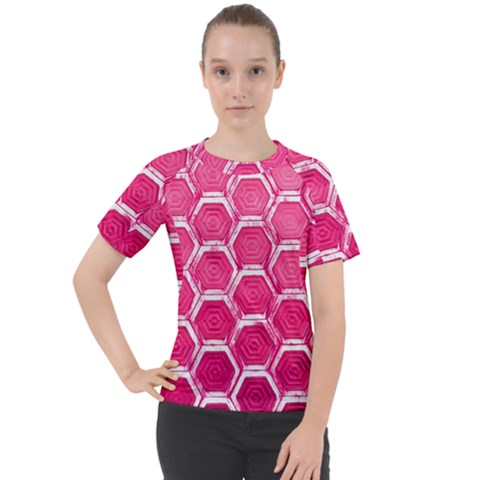 Hexagon Windows Women s Sport Raglan Tee by essentialimage