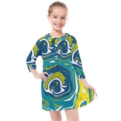Vector Vivid Marble Pattern 14 Kids  Quarter Sleeve Shirt Dress by goljakoff