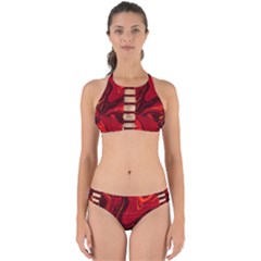Red Vivid Marble Pattern Perfectly Cut Out Bikini Set by goljakoff