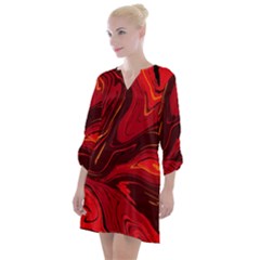 Red Vivid Marble Pattern Open Neck Shift Dress by goljakoff