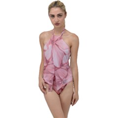 Coral Colored Hortensias Floral Photo Go With The Flow One Piece Swimsuit by dflcprintsclothing