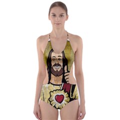 Buddy Christ Cut-out One Piece Swimsuit by Valentinaart
