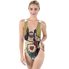 Buddy Christ High Leg Strappy Swimsuit by Valentinaart
