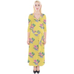 Floral Quarter Sleeve Wrap Maxi Dress by Sparkle