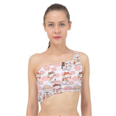 Menaki Cat Pattern Spliced Up Bikini Top  by designsbymallika