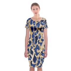 Leopard Skin  Classic Short Sleeve Midi Dress by Sobalvarro