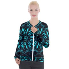 Digital Handdraw Floral Casual Zip Up Jacket by Sparkle