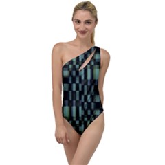 Dark Geometric Pattern Design To One Side Swimsuit by dflcprintsclothing