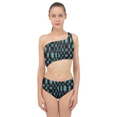 Dark Geometric Pattern Design Spliced Up Two Piece Swimsuit by dflcprintsclothing