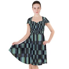 Dark Geometric Pattern Design Cap Sleeve Midi Dress by dflcprintsclothing