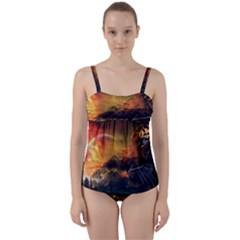 Tiger King In A Fantastic Landscape From Fonebook Twist Front Tankini Set by 2853937