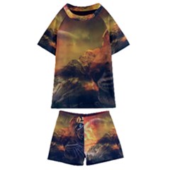 Tiger King In A Fantastic Landscape From Fonebook Kids  Swim Tee And Shorts Set by 2853937