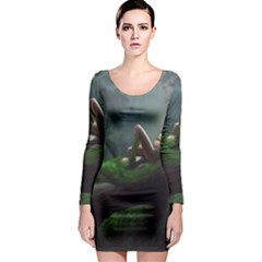 Wooden Child Resting On A Tree From Fonebook Long Sleeve Bodycon Dress by 2853937