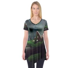 Wooden Child Resting On A Tree From Fonebook Short Sleeve Tunic  by 2853937