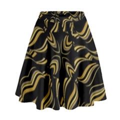 Black And Orange Geometric Design High Waist Skirt by dflcprintsclothing