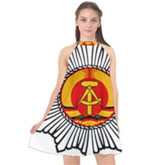 Volkspolizei Emblem Halter Neckline Chiffon Dress  by abbeyz71