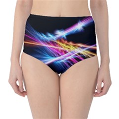Colorful Neon Light Rays, Rainbow Colors Graphic Art Classic High-waist Bikini Bottoms by picsaspassion