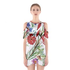 Summer Flowers Shoulder Cutout One Piece Dress