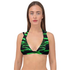 Green Light Painting Zig-zag Double Strap Halter Bikini Top by Dutashop