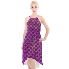 Pattern Texture Geometric Patterns Purple High-low Halter Chiffon Dress  by Dutashop