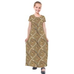 Gold Background Modern Kids  Short Sleeve Maxi Dress