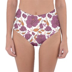 Pink Flowers Reversible High-waist Bikini Bottoms by goljakoff
