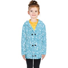 Blue White Flowers Kids  Double Breasted Button Coat by Eskimos