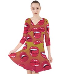 Hot Lips Quarter Sleeve Front Wrap Dress by ExtraGoodSauce