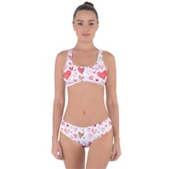 Beautiful Hearts Pattern Criss Cross Bikini Set by designsbymallika