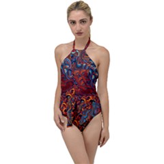 Phoenix In The Rain Abstract Pattern Go With The Flow One Piece Swimsuit by CrypticFragmentsDesign