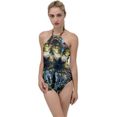 Multicolor Floral Art Copper Patina  Go With The Flow One Piece Swimsuit by CrypticFragmentsDesign