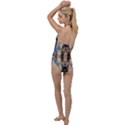 Retro Hippie Vibe Psychedelic Silver Go with the Flow One Piece Swimsuit View2